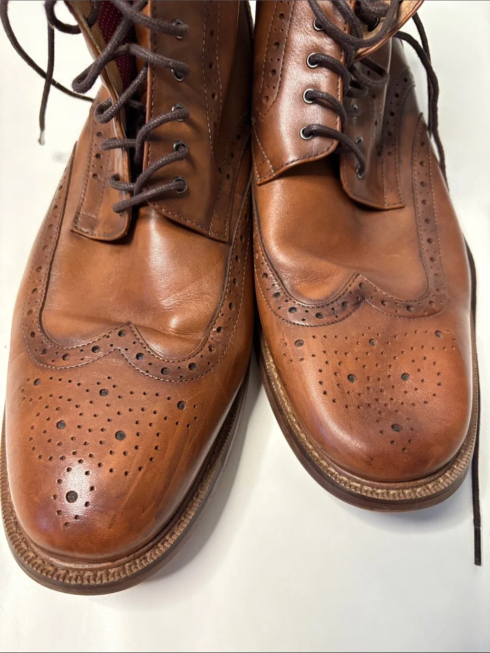 Aston Grey Erane Men's Brown Leather Lace up Brogue Chukka Wingtip Ankle Boots